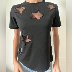 🔥Doby mesh insert star pattern tee in black